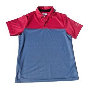 PGA TOUR Sz M Pro Series Red Gray Polo Lightweight Stretch Athletic Fit Golf